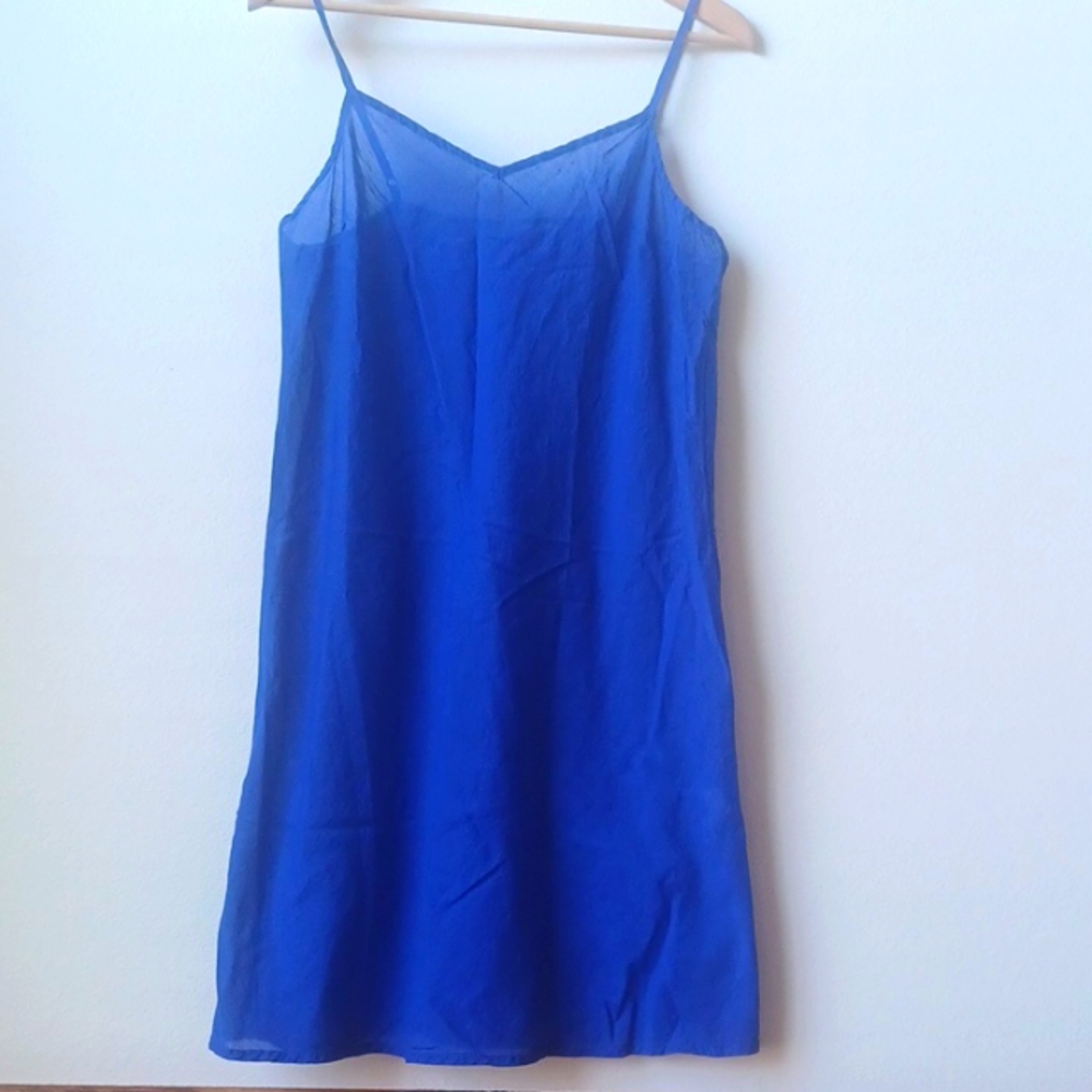 Soft Surroundings Dress Royal Blue Linen Cotton Blend Size PM